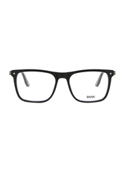 BMW Full-Rim Square Shiny Black Eyewear Frames For Men, Mirrored Clear Lens, BW5002-H 001, 52/16/145