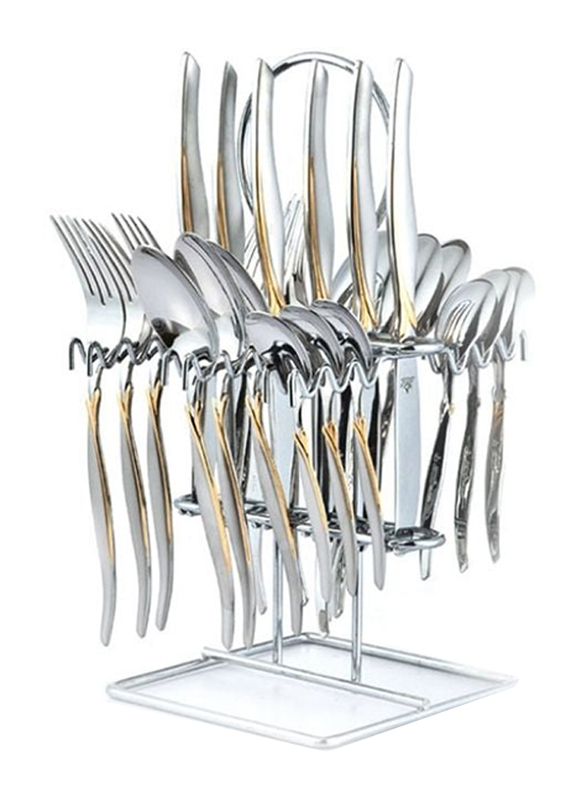 Arshia 24-Piece Cutlery Set with Stand, TM1111G-2643, Gold