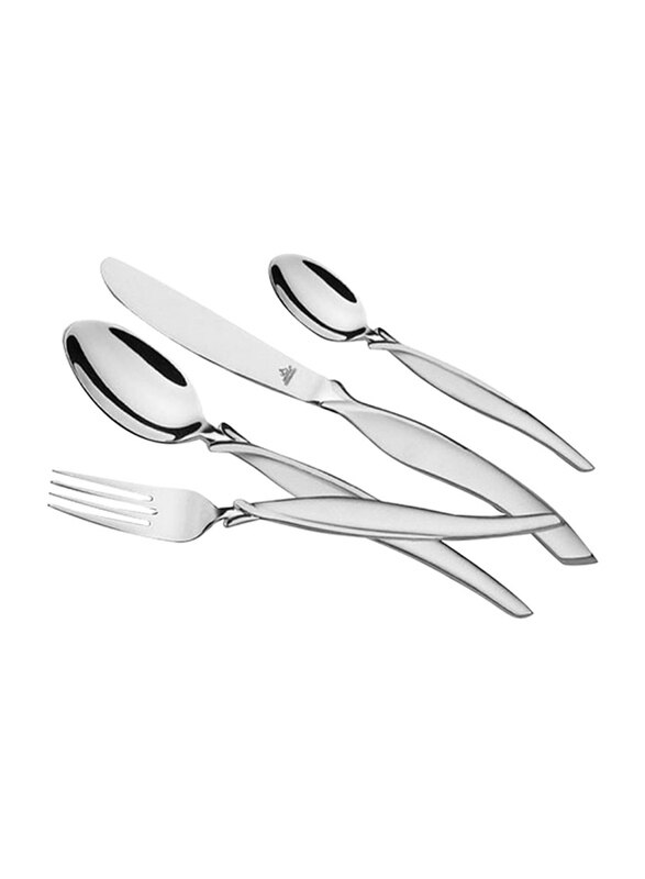 

Arshia 24-Piece Matte Cutlery Set with Dessert Knife & Stand, TM145S-2080, Silver