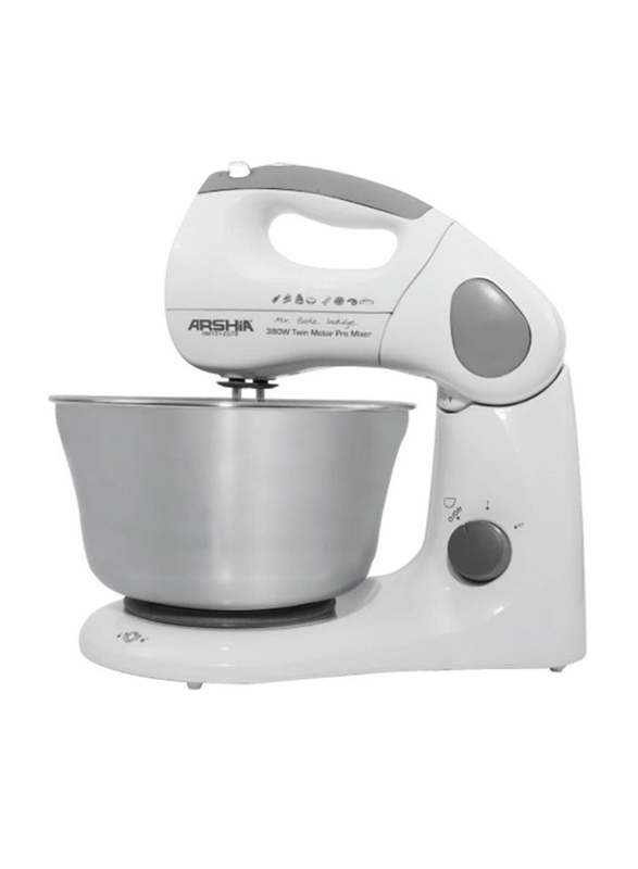 Arshia Electric Compact Hand Mixer with Bowl, 380W, HM151 -2379, White