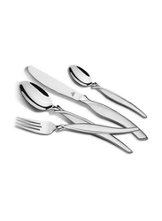 Arshia 24-Piece Matte Cutlery Set with Dessert Knife & Stand, TM145S-2080, Silver