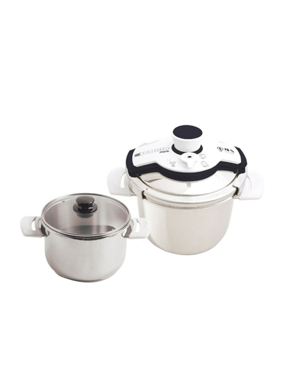 Arshia 10 Ltr Stainless Steel Twin Pressure Cooker, PR116-1997, White