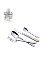 Arshia 24-Piece Cutlery Set with Stand, TM064GS-2127, Silver/Gold
