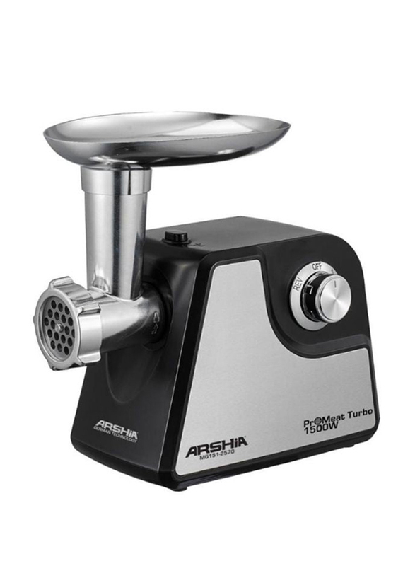 Arshia Electric Stainless Steel Essential Meat Grinder, 1500W, MG151-2570, Black