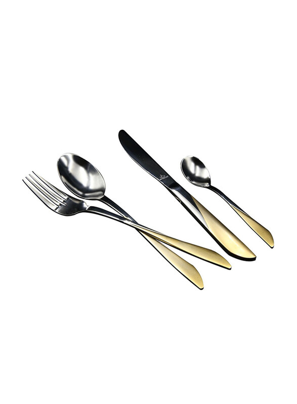 

Arshia 24-Piece Cutlery Set with Stand, TM178GS, Silver/Gold