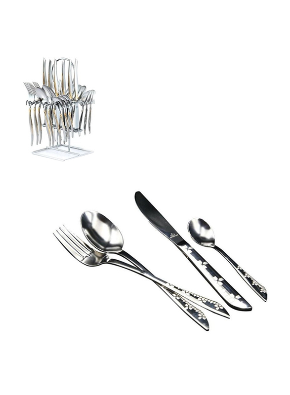 Arshia 24-Piece Cutlery Set with Stand, TM1111G-2643, Gold