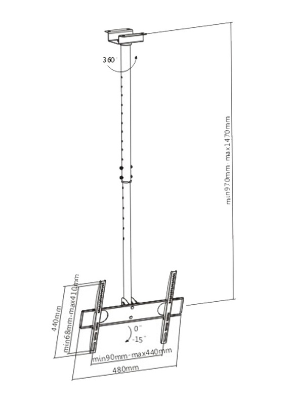 Skill Tech SH44C Ceiling Mount for 26 to 75-inch TV, Black