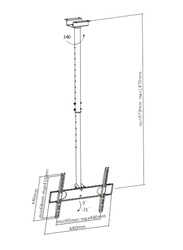 Skill Tech SH44C Ceiling Mount for 26 to 75-inch TV, Black