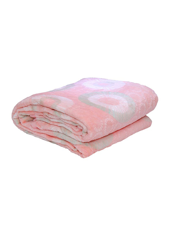 Silksaa 3D Printed Flannel Bed Blanket, 200 x 220cm, Peach, Double