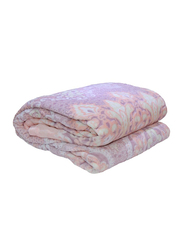 Silksaa 3D Printed Flannel Bed Blanket, 200 x 220cm, Purple/Beige/Orange, Double