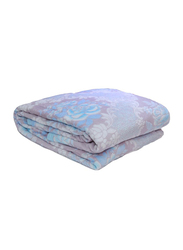 Silksaa 3D Printed Flannel Bed Blanket, 200 x 220cm, Purple/White/Blue, Double