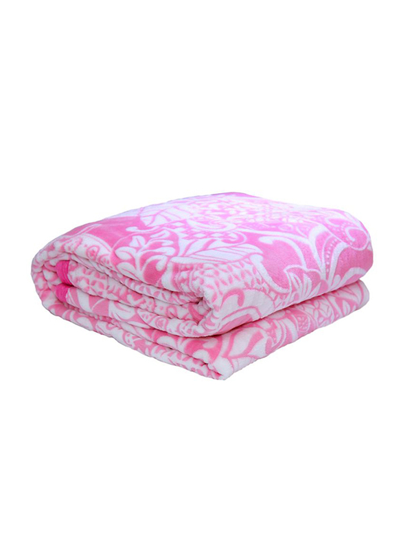Silksaa 3D Printed Flannel Bed Blanket, 200 x 220cm, Pink, Double