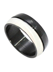 Florence Collection Two Tone Design Stainless Steel Round Ring for Men, Black/Silver, Free Size