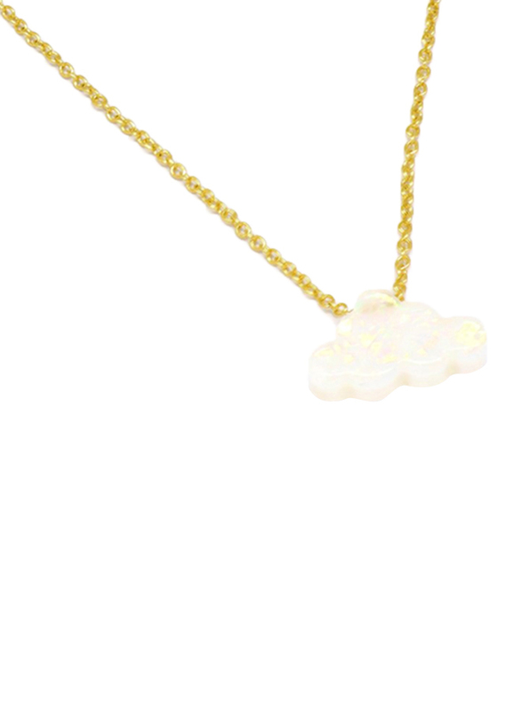 Florence Collection Gold Plated Copper Cloud Pendant Necklace for Women, with Opal Stone, White/Gold