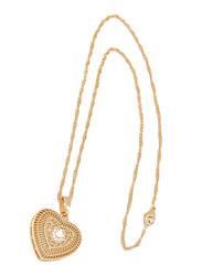 Florence Collection Gold Plated Copper Full of Love Pendant Necklace for Women, with Cubic Zirconia Stone, Gold/White