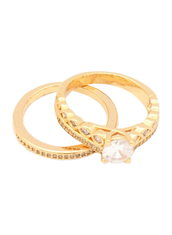 فلورنس كوليكشن خاتم زفاف بتصميم حصى من الذهب عيار 18 قيراط للنساء مرصع بحجر الزركون ، ذهبي, مقاس حر