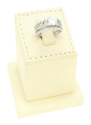 Florence Collection Rhodium Wedding Ring for Women with Zircon Stone Studded, Silver, Free Size