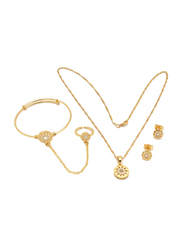 Florence Collection 3-Pieces 18K Gold Plated Jewellery Set for Girls, with Earrings, Bracelet, Ring and Necklace with Geometric Design, Gold