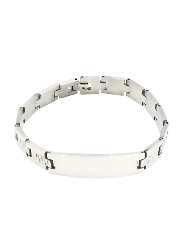 Florence Collection Stainless Steel Bracelet for Men with Fold Over Clasp, Silver