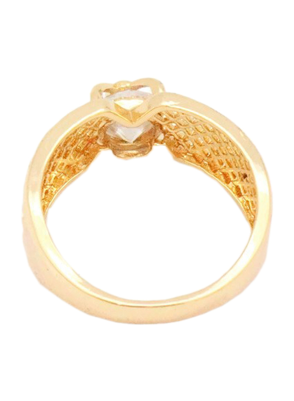 Florence Collection 18k Gold Criss Cross Design Wedding Ring for Women with Zircon Stone Studded, Gold, Free Size