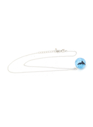 Florence Collection Silver Plated Copper Necklace for Women, with Sky Cloud Resin Ball Pendant, Blue/Silver