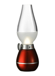 Toshionics Blow Control 0.04 W USB Rechargeable Retro LED Oil Lamp, Red