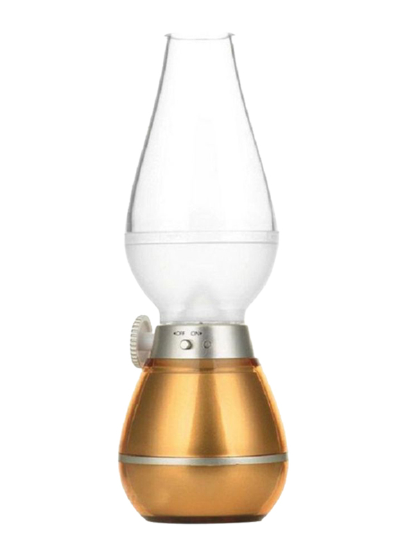 Toshionics Blow Control 0.04 W USB Rechargeable Retro LED Oil Lamp, Gold