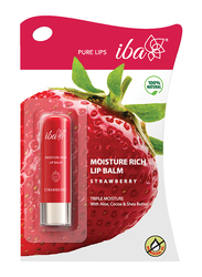 Iba Pure Lips Moisture Rich Lip Balm, 4.5gm, Strawberry, Red
