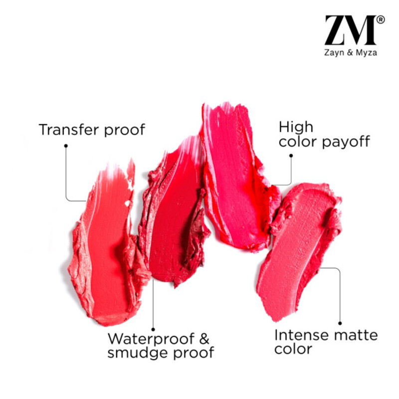 ZM Zayn & Myza Transfer Proof Power Matte Lipstick 3.2 GM 06 Fuschia Hype