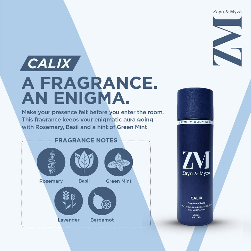 ZM Premium Body Spray 200 ML Unisex No Alcohol Calix