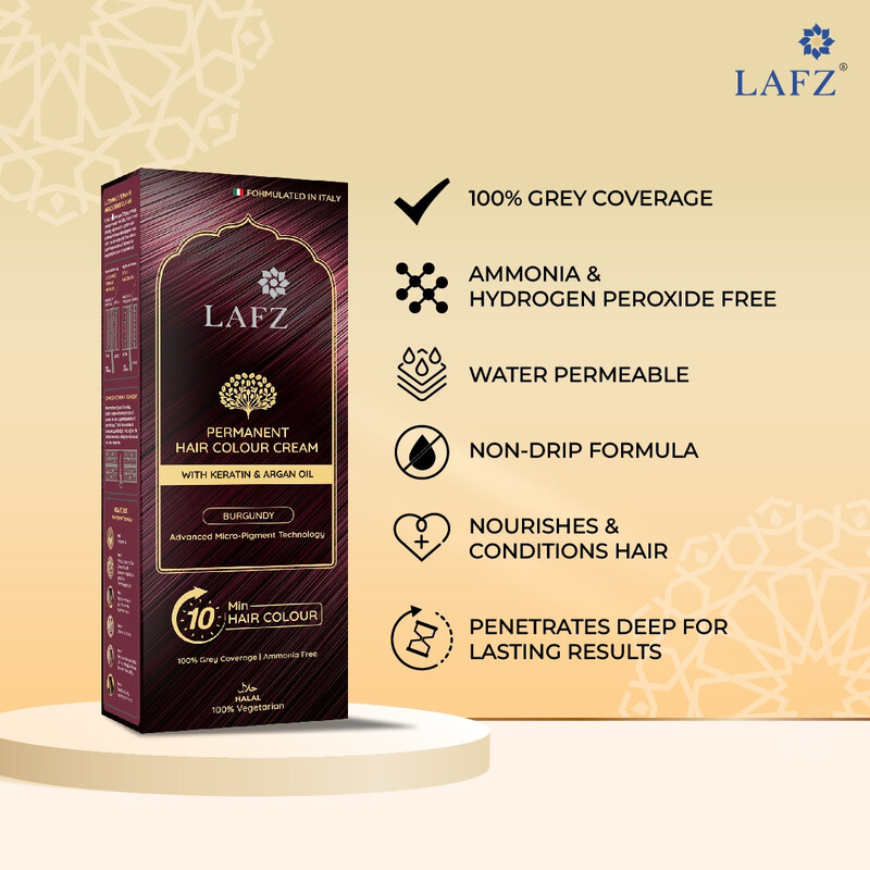 Lafz Permanent 10 Min Hair Color Cream Dubai 40 ML Burgundy