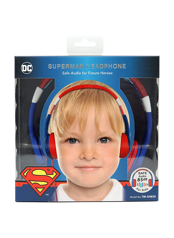 Touchmate Superman 3.5 mm Jack On-Ear Headphone with Microphone, Blue/Red
