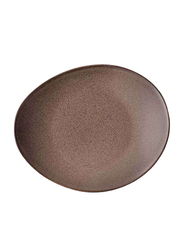 Luzerne 22.5cm Rustic China Oval Coupe Plate, 3.1 x 18.5 x 22.5cm, Chestnut Brown