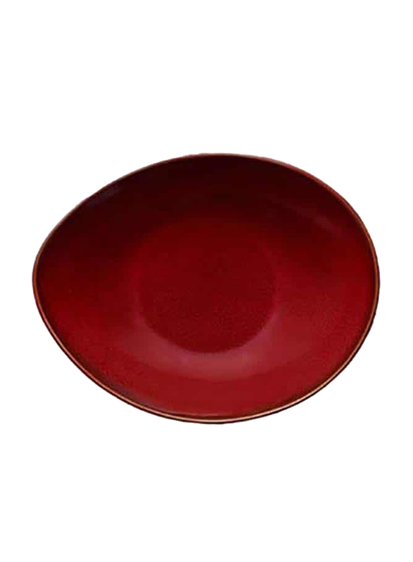 Luzerne 39oz Rustic China Soup Bowl, 28 x 21.5 x 7.1cm, Crimson Maroon