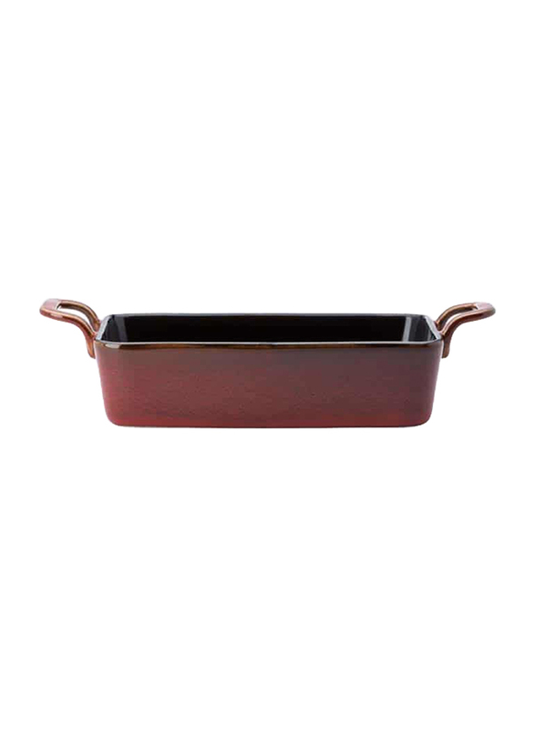 Luzerne 17cm Rustic China Rectangular Dish, 258-RT1119017CR, Crimson Maroon