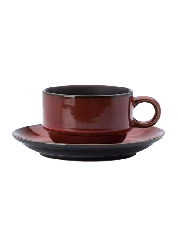 Luzerne 15cm Rustic China Coupe Saucer, 15 x 2cm, Crimson Maroon