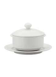 Luzerne 11.8cm Prism China Soup Cup Body Rim Saucer, 258-PS1425016, White