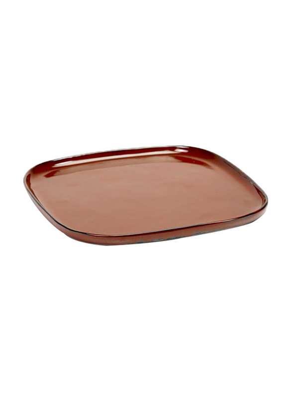 Serax Large Terres de Reves by Anita Le Grelle Stoneware Square Serving Plate, B5116194, Rust