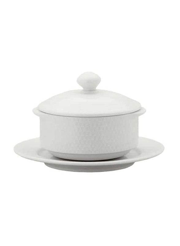 Luzerne 8oz Prism China Soup Cup, 258-PS1501028B, White