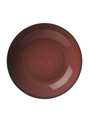 Luzerne 48oz Rustic China Deep Coupe Plate, 25.8 x 5.9cm, Crimson Maroon