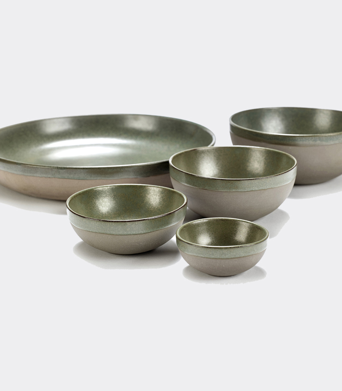 Serax Small Surface By Sergio Herman Stoneware Deep Plate, 307-B5116204A, Camogreen