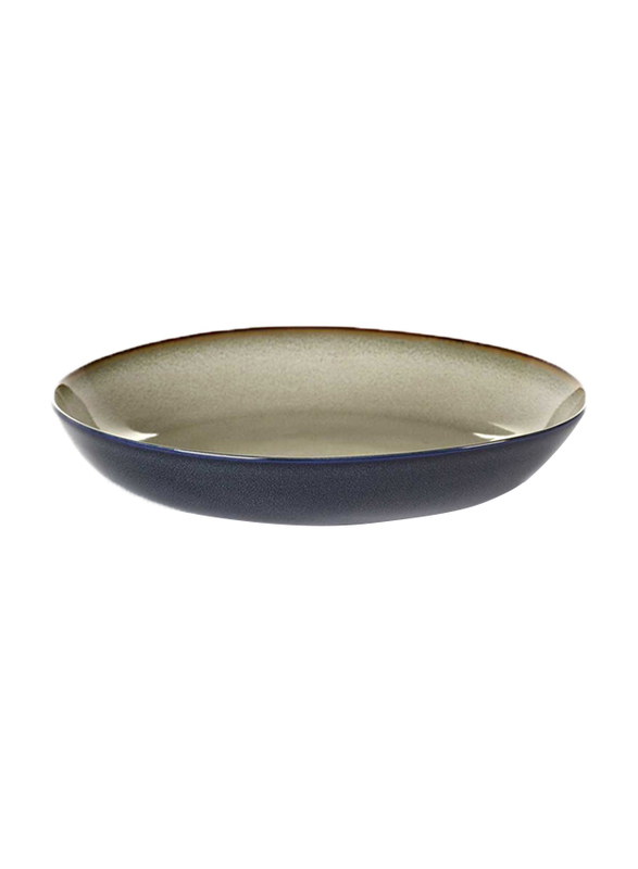 Serax 23.5cm Terres de Reves by Anita Le Grelle Stoneware Pasta Plate, 307-B5116178, Blue Grey/Dark Blue