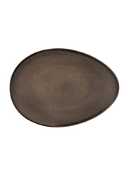 Luzerne 35.5cm Rustic China Oval Ellipse Plate, 258-RT1107035CH, Chestnut Brown