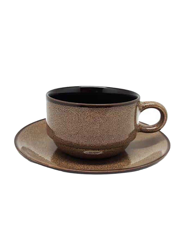 Luzerne 15cm Rustic China Coupe Saucer, 15 x 2cm, Chestnut Brown