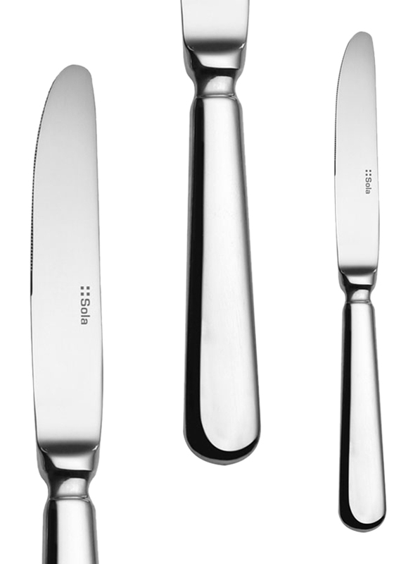 Sola Swiss Baguette Stainless Steel Mono Handle Table Knife, Silver