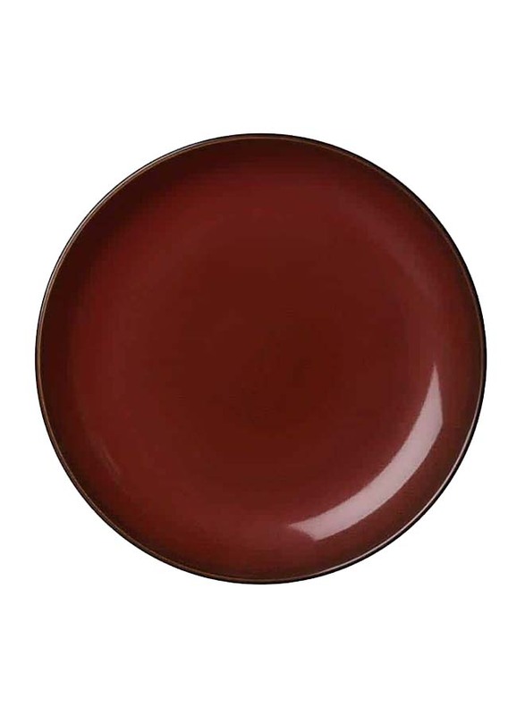 Luzerne 21.5cm Rustic China Coupe Plate, 21.5 x 2.8cm, Crimson Maroon