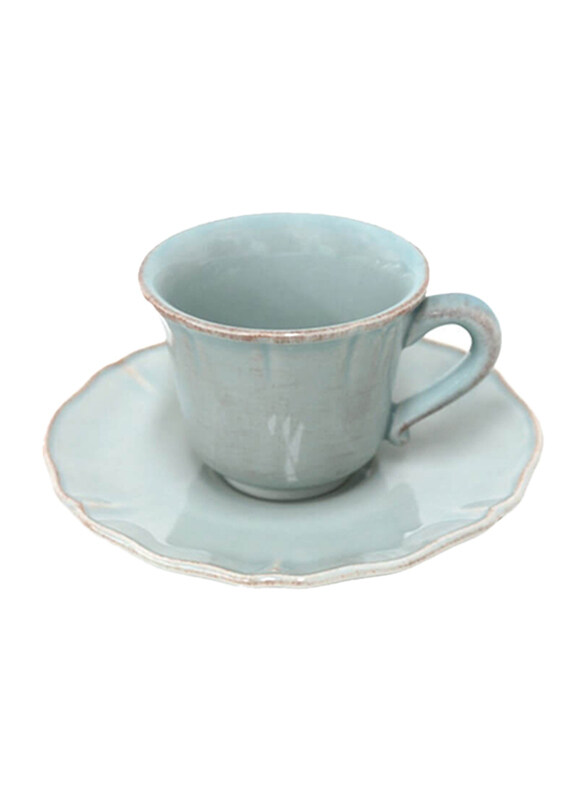 

Costa Nova 90ml Alentejo Stoneware Coffee Cup and Saucer, Turquoise