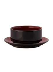 Luzerne 15cm Rustic China Soup Cup Saucer, RT1415115CR(s), Crimson Maroon