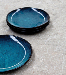 Serax 21.5cm Aqua by Serax Terracotta Dessert Plate, 307-B1413008, Blue Speckle