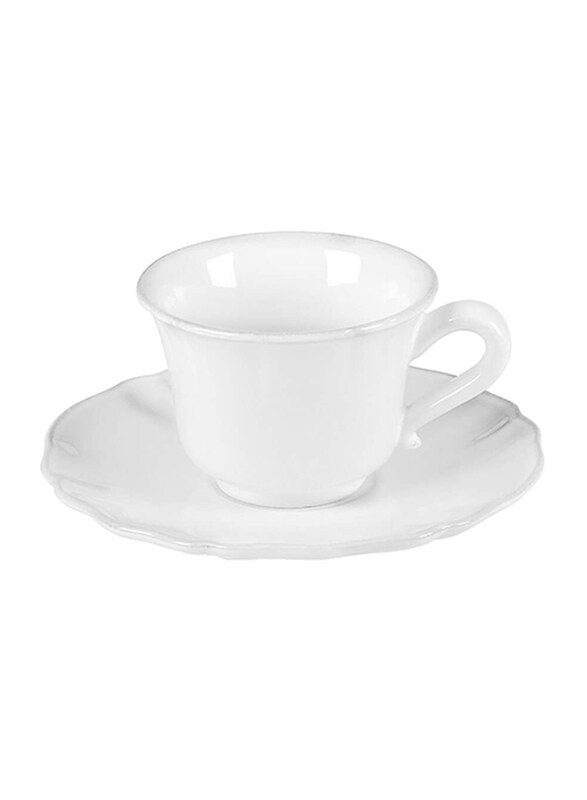 

Costa Nova 220ml Alentejo Stoneware Tea Cup and Saucer, White